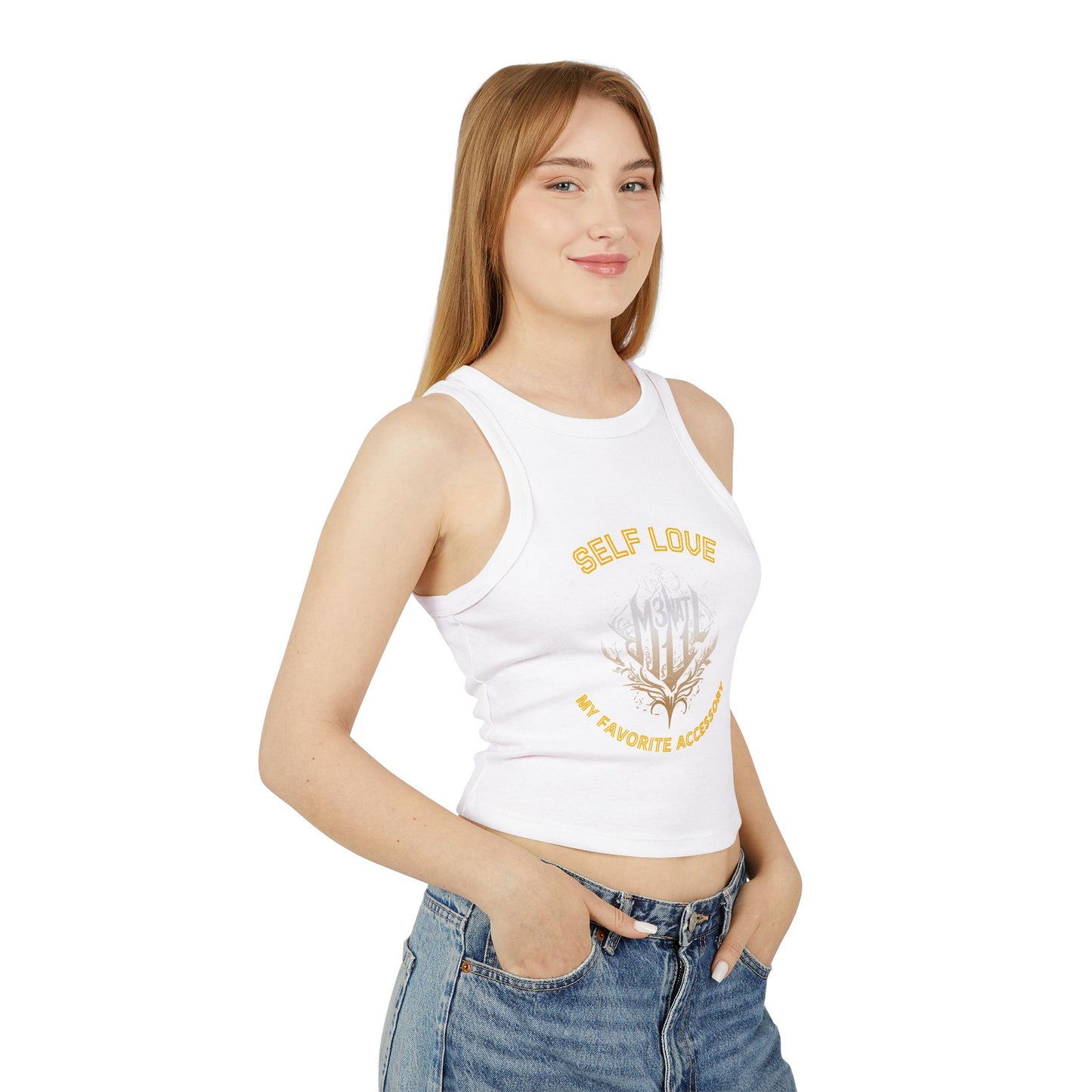 Self Love Women's Micro Rib Racer Tank Top - Stylish and Empowering