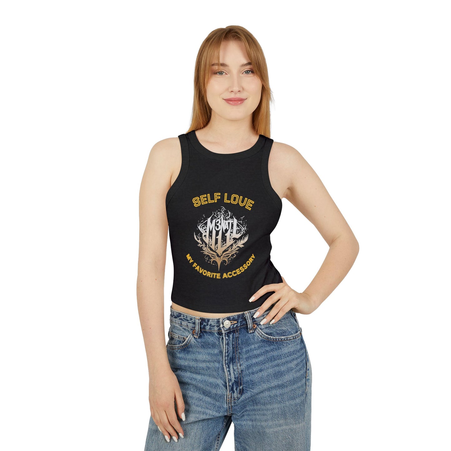 Self Love Women's Micro Rib Racer Tank Top - Stylish and Empowering