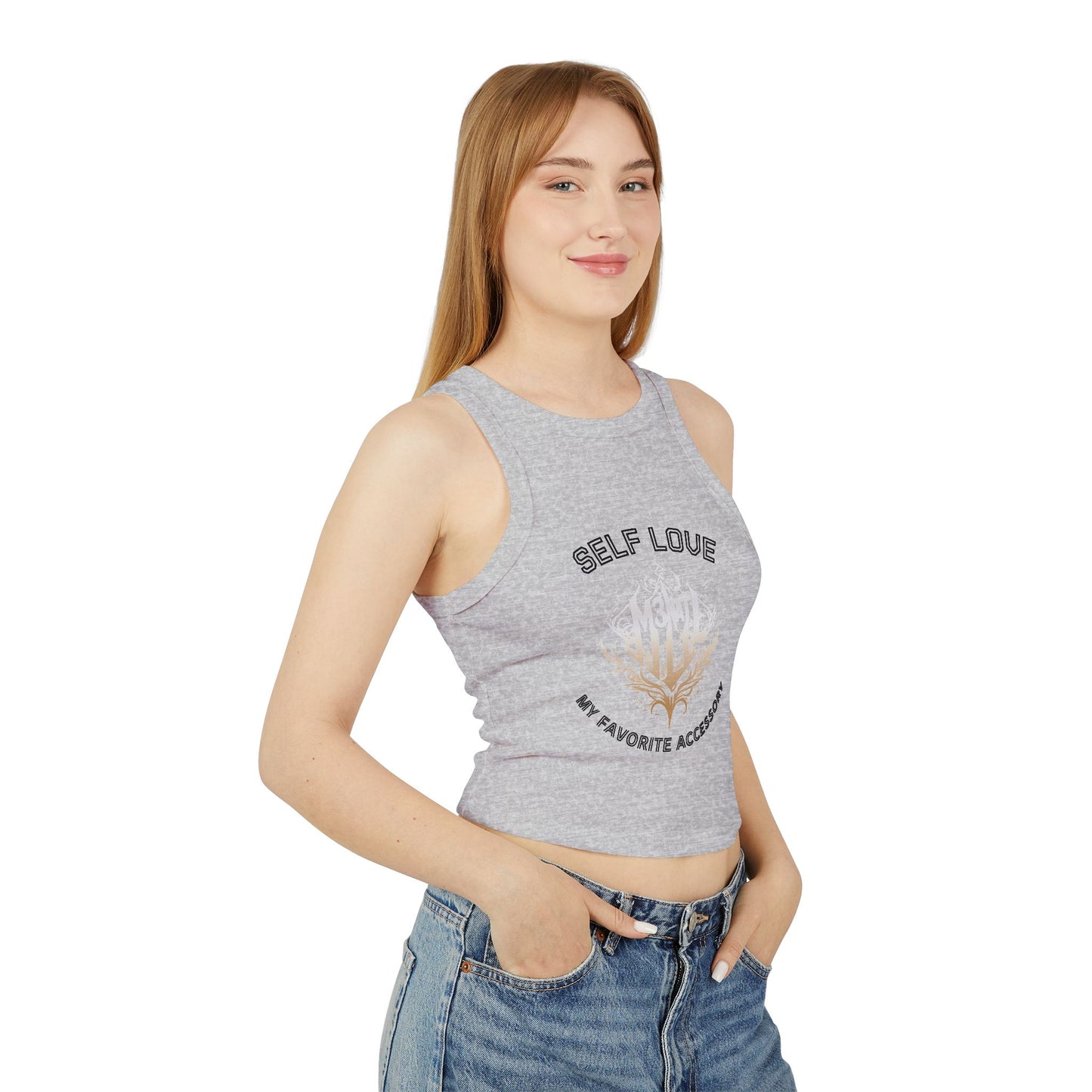 Self Love Women's Micro Rib Racer Tank Top - Stylish and Empowering