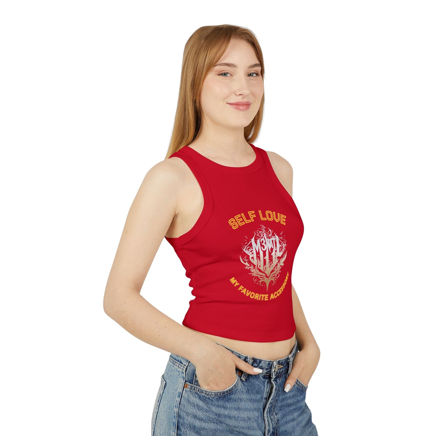 Self Love Women's Micro Rib Racer Tank Top - Stylish and Empowering