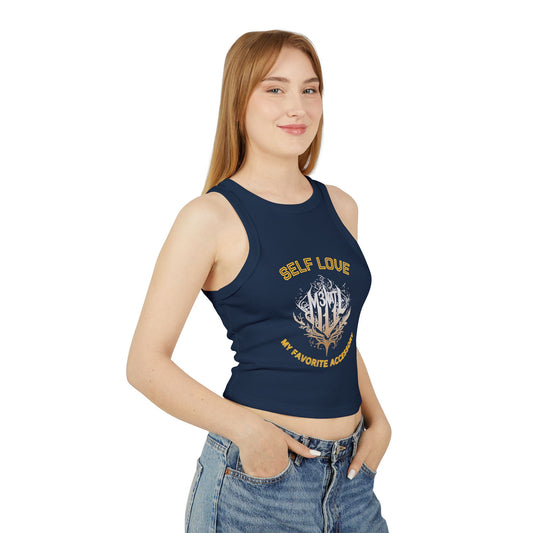 Self Love Women's Micro Rib Racer Tank Top - Stylish and Empowering